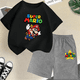 thumbnail image 3 of Conjunto de 2 piezas de camiseta y pantalones cortos de Mario de manga corta de verano para niños y niñas de 3 a 12 años, conjunto deportivo informal para niños, 3 of 5