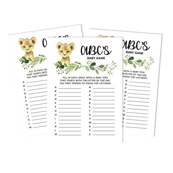 Inkdotpot Baby Shower Game Set Of 50 BabyAlphabetABCGame Baby Cheetah Jungle Animals Party Supplies