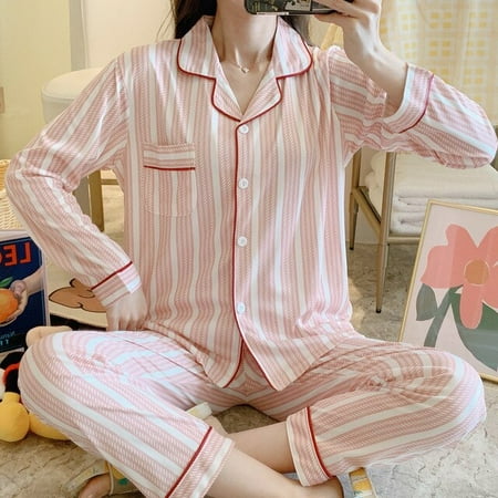 

CoCopeaunt Milk Silk Pajamas Womens Suit Ladies Thin Two-piece Long-sleeved Pajamas Home Clothing Fashion Cute Student Pajamas Robe Sets