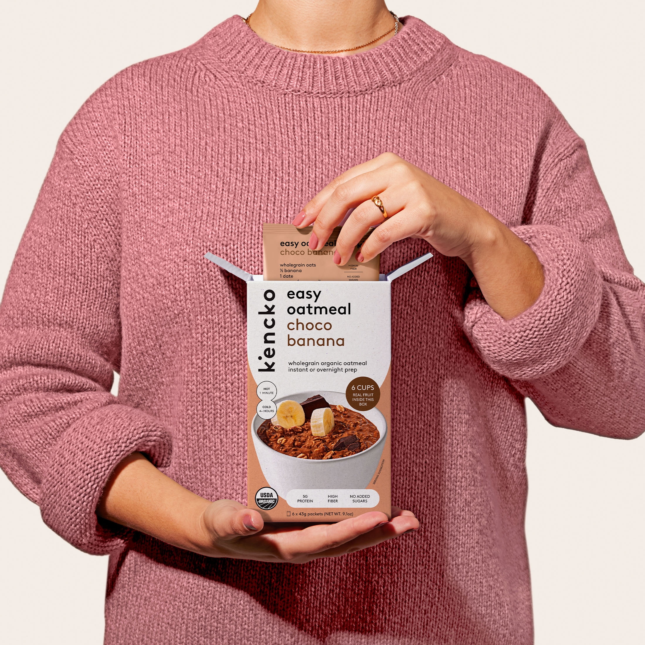 Kencko Choco Banana Organic Easy Instant Oatmeal, 1.52 oz, 6 Pack