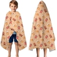 thumbnail image 3 of Orange Christmas Gingerbread Man Pattern Hooded Bath Towel，50"x30" for Ages 3 To 12 Kids, Quick Dry Lightweight Soft Microfiber Hood Beach Towel Cover Up for Kids, 3 of 7