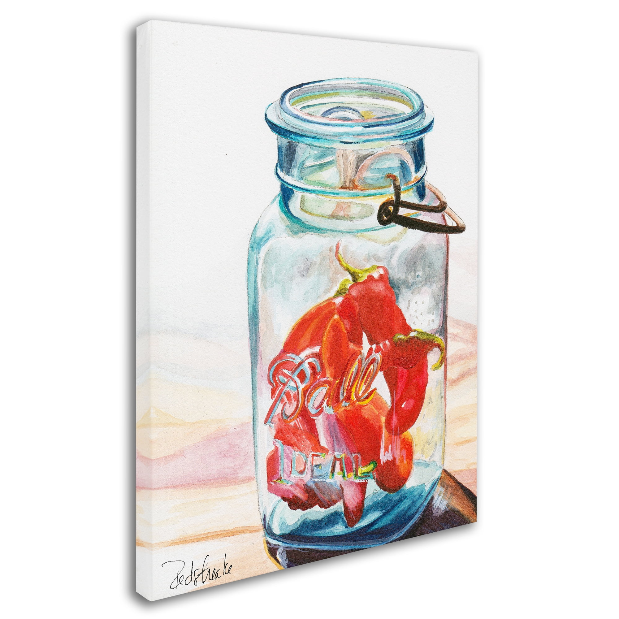 Trademark Fine Art "Ball Jar Ideal Peppers" Canvas Art by Jennifer Redstreake