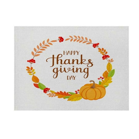 

wendunide home textiles Thanksgiving Pumpkin Turkey Maple Leaf Placemats Autumn Table Decoration D