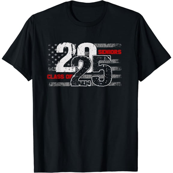Class of 2025 Distressed American Flag Seniors T-Shirt