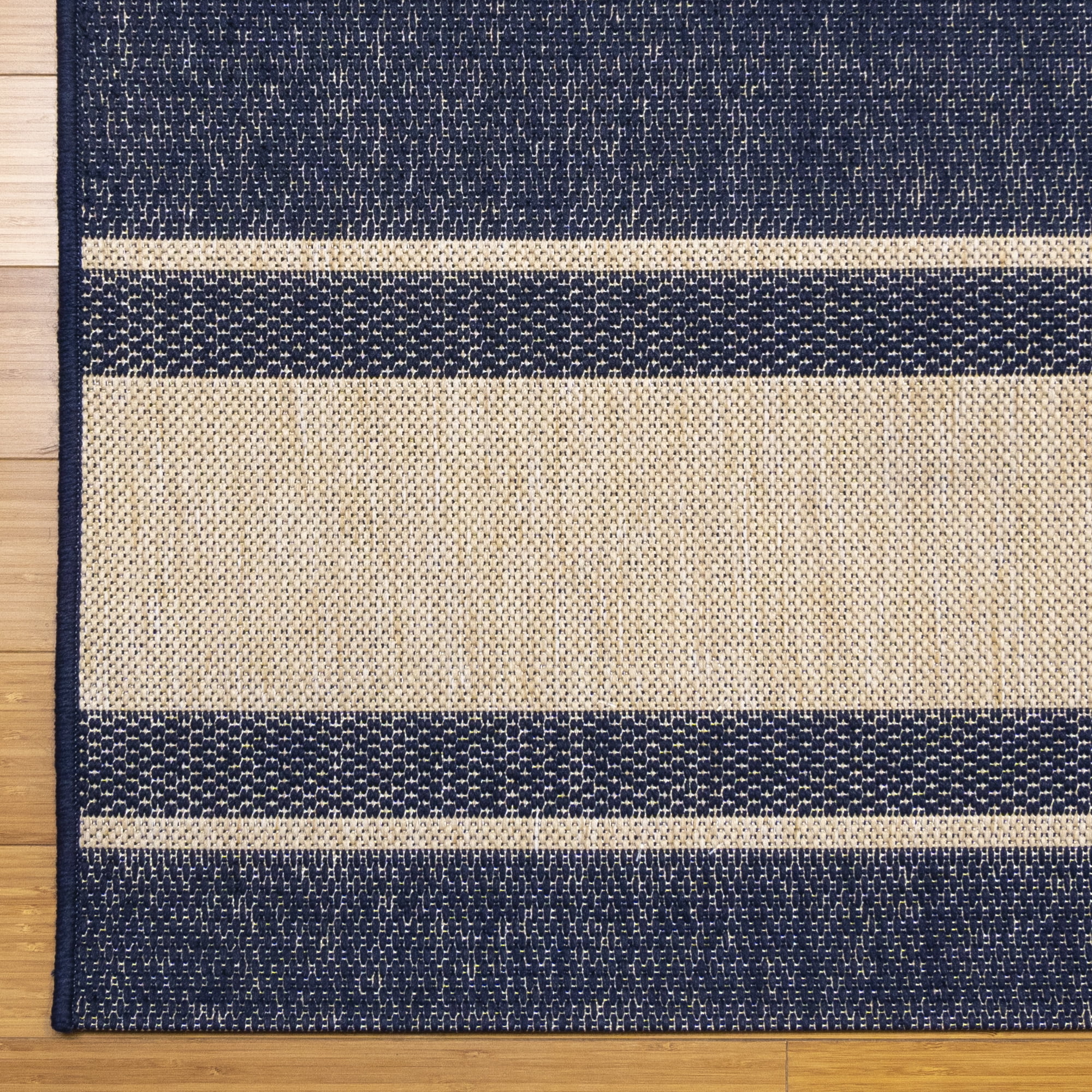 Gertmenian Paseo Castro Modern Striped Navy Outdoor Area Rug, 5x8