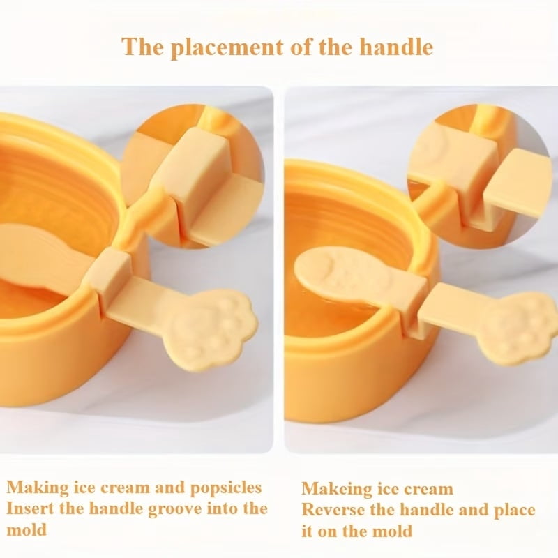 Food Grade Silicone Ice Cream Molds - Creative DIY Reusable Ice Cream Maker with Handheld Sticks