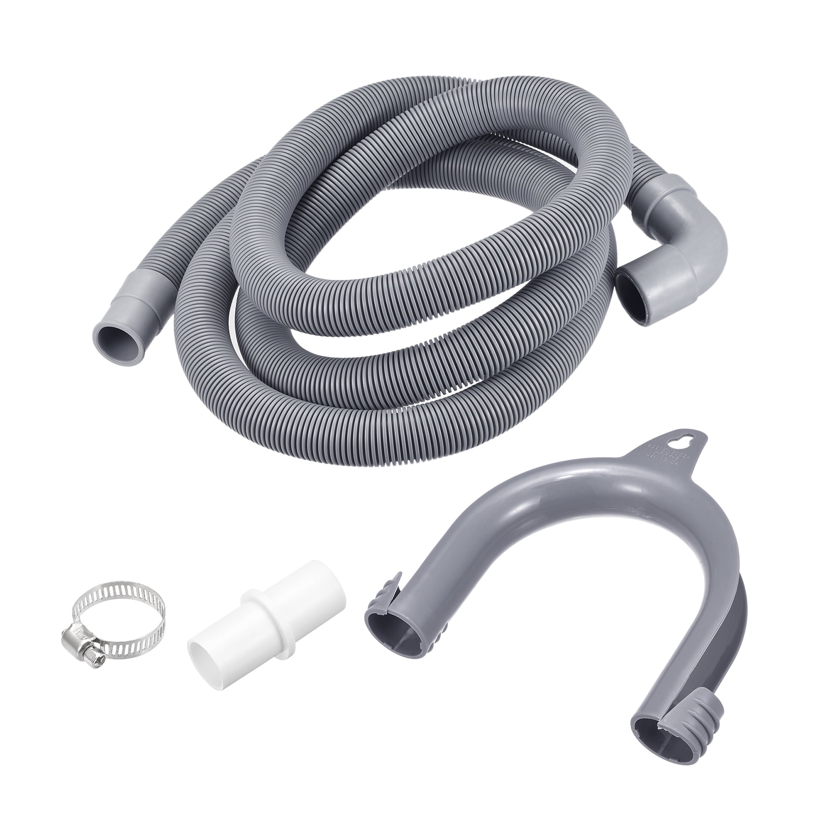 Uxcell Wash Machine Drain Hose Extension Kits 6.56ft Gray with Elbow ...