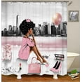 thumbnail image 6 of 4PCS Black Girl Shower Curtain Set, Sunflower Inspirational Afro Melanin Queen Black Woman African American Bathroom Decor, Waterproof Fabric Black Shower Curtain, Non-slip Bath Mat, 6 of 7