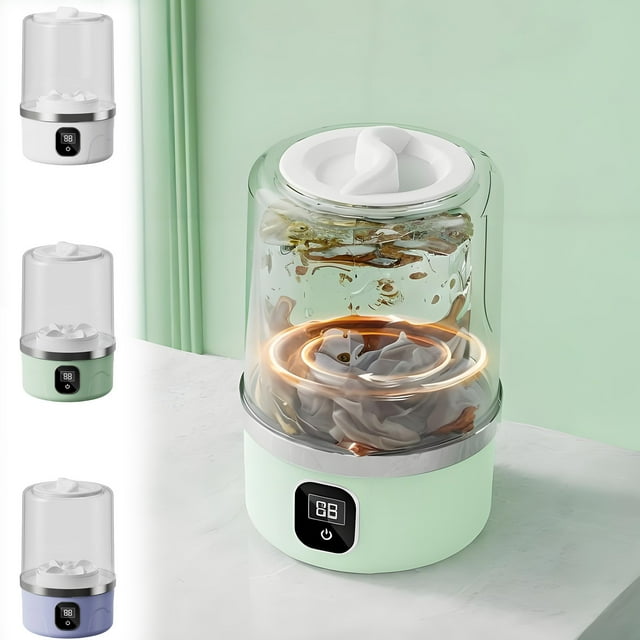 Bowayaoa Portable Mini Laundry Machine, Small Washing Machine for Underwear Baby Clothes, Electric Compact Washer with Spin Dryer, Foldable Travel Laundry Tool for Dorm Apartment