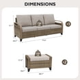 thumbnail image 3 of EAGLE PEAK 3 Piece Wicker Outdoor Patio Furniture Set, Patio Set with 3 Seat Sofa, and 2 Ottomans, Brown/Beige, 3 of 8