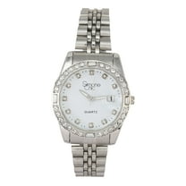 Women's Diamond & Gem Pave Fashion Rolly Timepiece - Colorful Dial w/Date and w/Matching Baguette Bling on Watch Trim - Look Like Da Bomb, When You Dance, Aye! - ST10415 Silver White