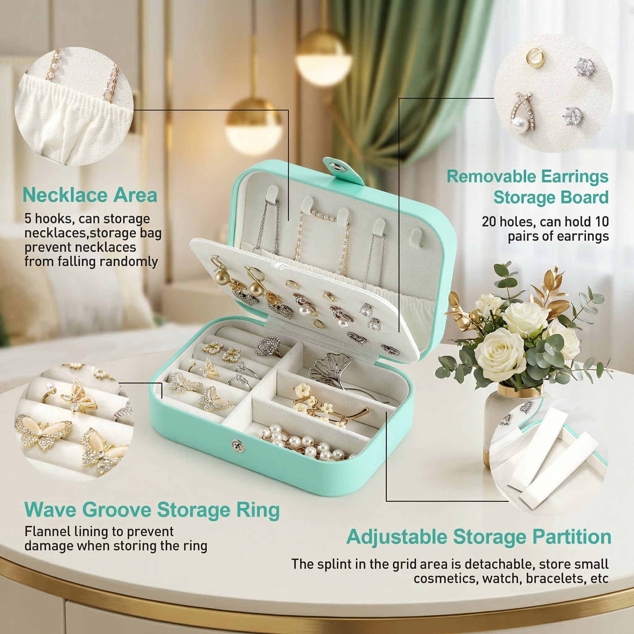 Casegrace Double-Layer Travel Jewelry Box photo 6