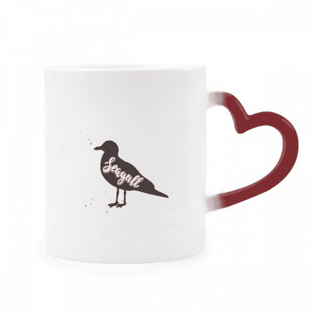 

Seagull Black And White Animal Heat Sensitive Mug Red Color Changing Stoneware Cup
