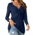 thumbnail image 3 of SHITINN Womens Casual Tops Long Sleeve V Neck Tee Shirt Solid Loose Side Split Blouse Tunic Cute Short Sleeve Tops for Women Summer Tops Tops for Women, 3 of 5