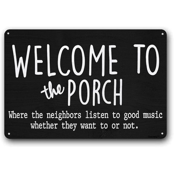 Yard Door Porch Sign,Funny Home Decor Signs,Front Porch Decor Sign,Backyard Bar Sign "Welcome to Our Porch" 8"X12" Metal Tin Sign