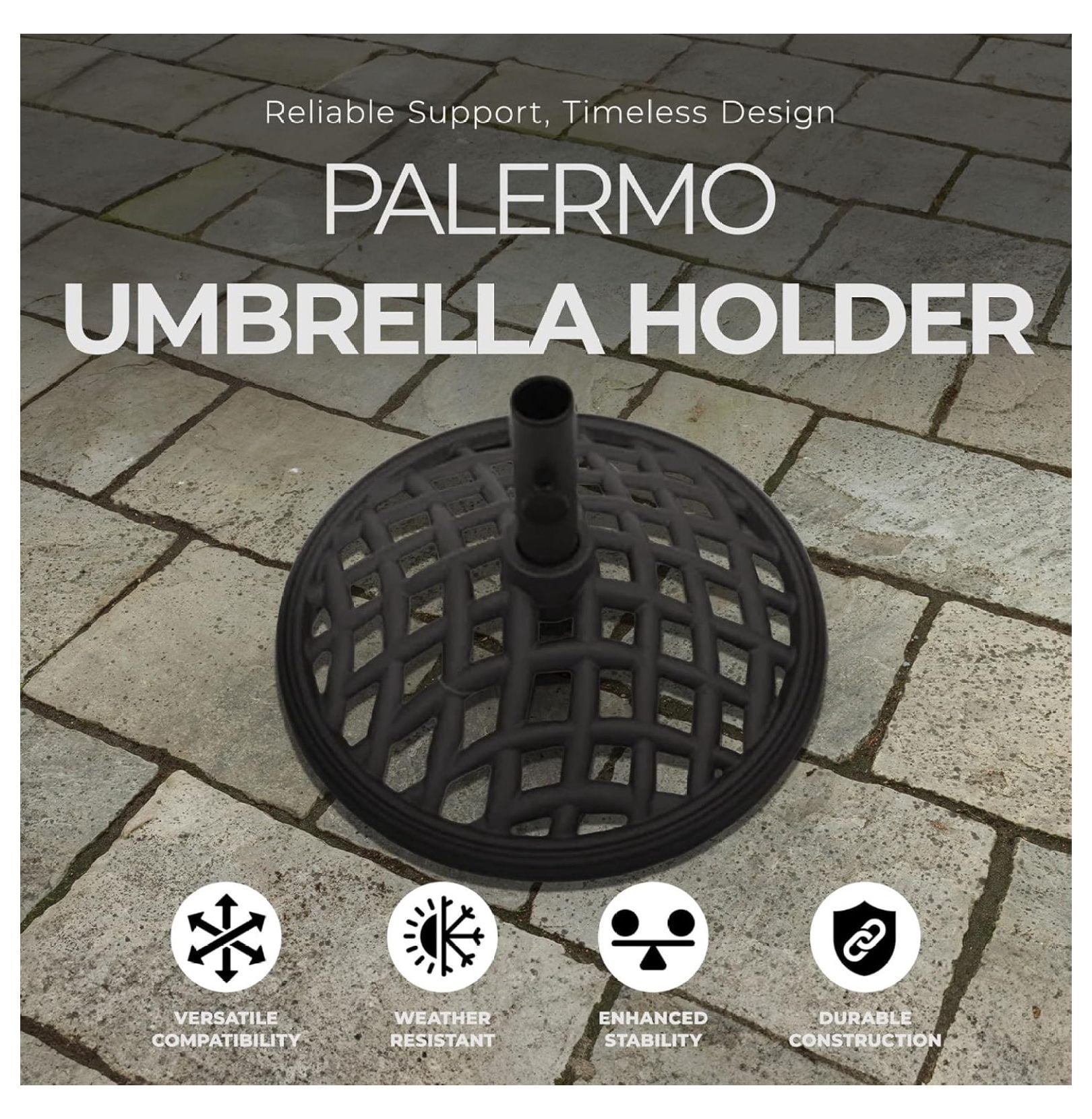 Umbrella Base Fits Up To 2" Umbrella Pole for Garden, Patio, Yard, and Outdoor Events