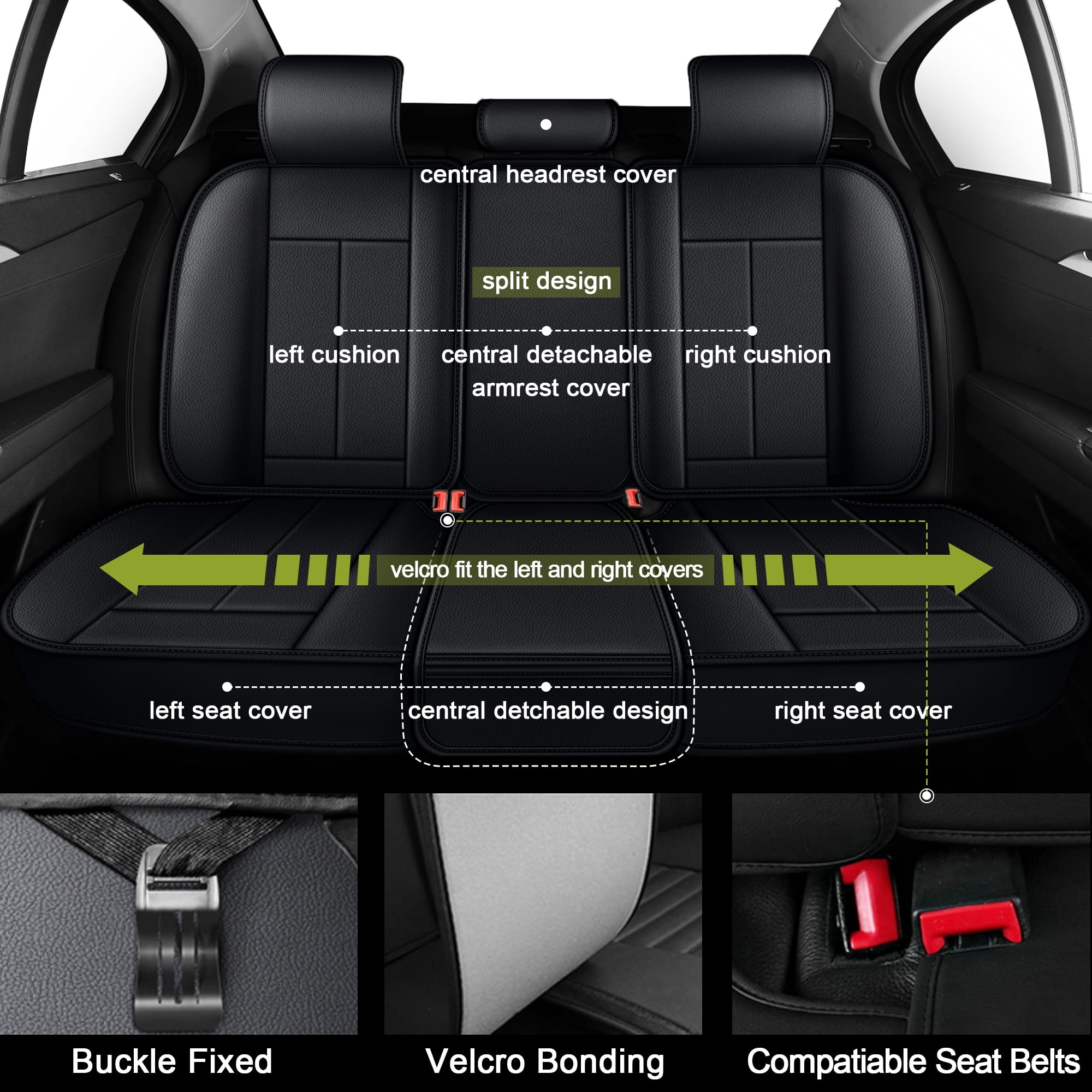 AQBDDBQ Seat Covers Full Set Custom for Lexus ES 350 300H 2007-2025:5 Seats Breathable Luxury Leather Seat Cover Carseat Protectors Black,Full Set(5 Seats)