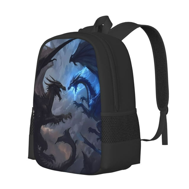 Bingfone Black And Blue Lightning Dragon for Simple Large Capacity Backpack, Adjustable Strap Backpack Travel Bag Sports Bag, Unisex
