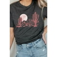 thumbnail image 6 of Pink Moon Night Desert Scene Cacti Graphic Tee T-Shirt, 6 of 8