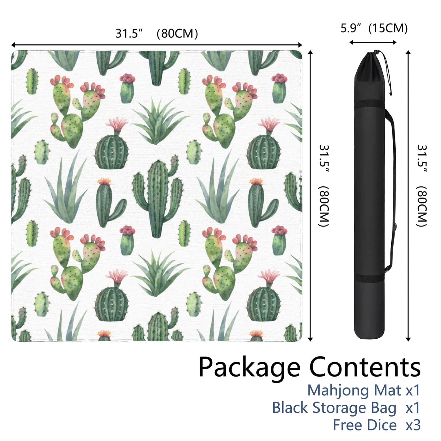 31.5 Inch Botanical Game Mat Made of Premium Rubber Material with Anti-Slip Surface Grip and Noise Dampening Properties for Mahjong Tiles Board Games