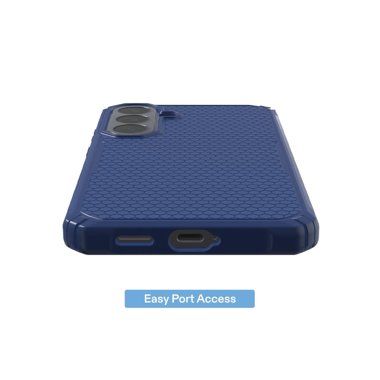 onn Honeycomb Dual-Layer Phone Case for Samsung Galaxy S26 FE / S25 FE - Navy Blue