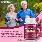 Bcuelov Beet Root Capsules 1300mg Blood Pressure Energy Endurance Support Vegan Gluten-Free 90 Count