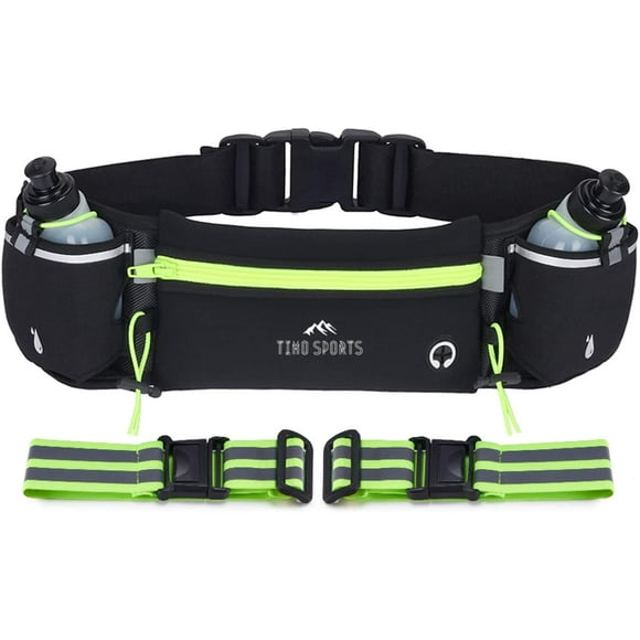 Ceinture d'Hydratation pour Course - avec 2 Bouteilles d'Eau Gratuites et Bandes Réfléchissantes - Pochette de Taille pour Jogging et Marathon