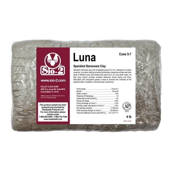 SIO-2 Luna Speckled Stoneware High Fire Pottery Clay, 4 lb (1.8 kg) | Kiln-Fired Clay for Wheel-Throwing, Handbuilding & Modelling - Ready-to-Use