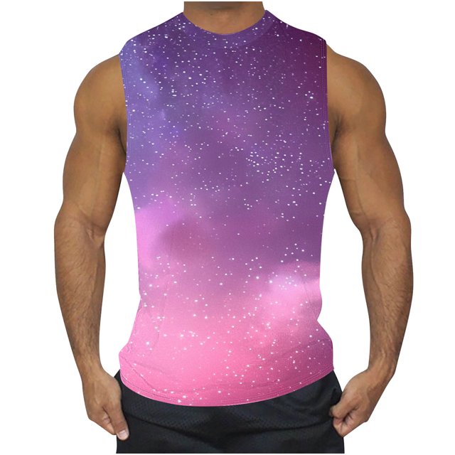 zfhfof Débardeurs Graphiques pour Hommes Motif Imprimé Sans Manches T-Shirts de Musculation Été Col Rond Chemise de Plage Décontractée