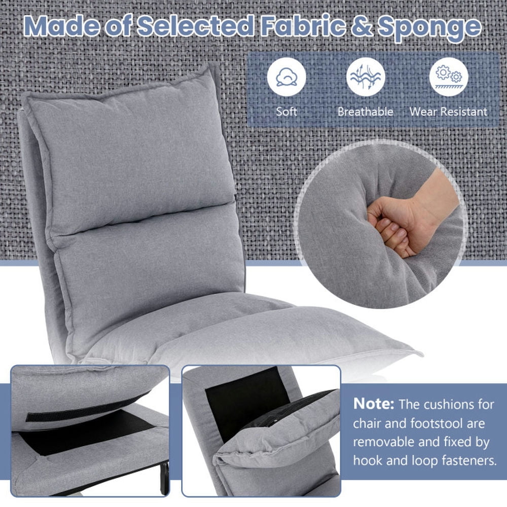 Finihen Sofa Chair, Lounge Armless Recliner, Modern Armless Accent Chair with Ottoman, for Living Room, Bedroom, Dorm, Gray