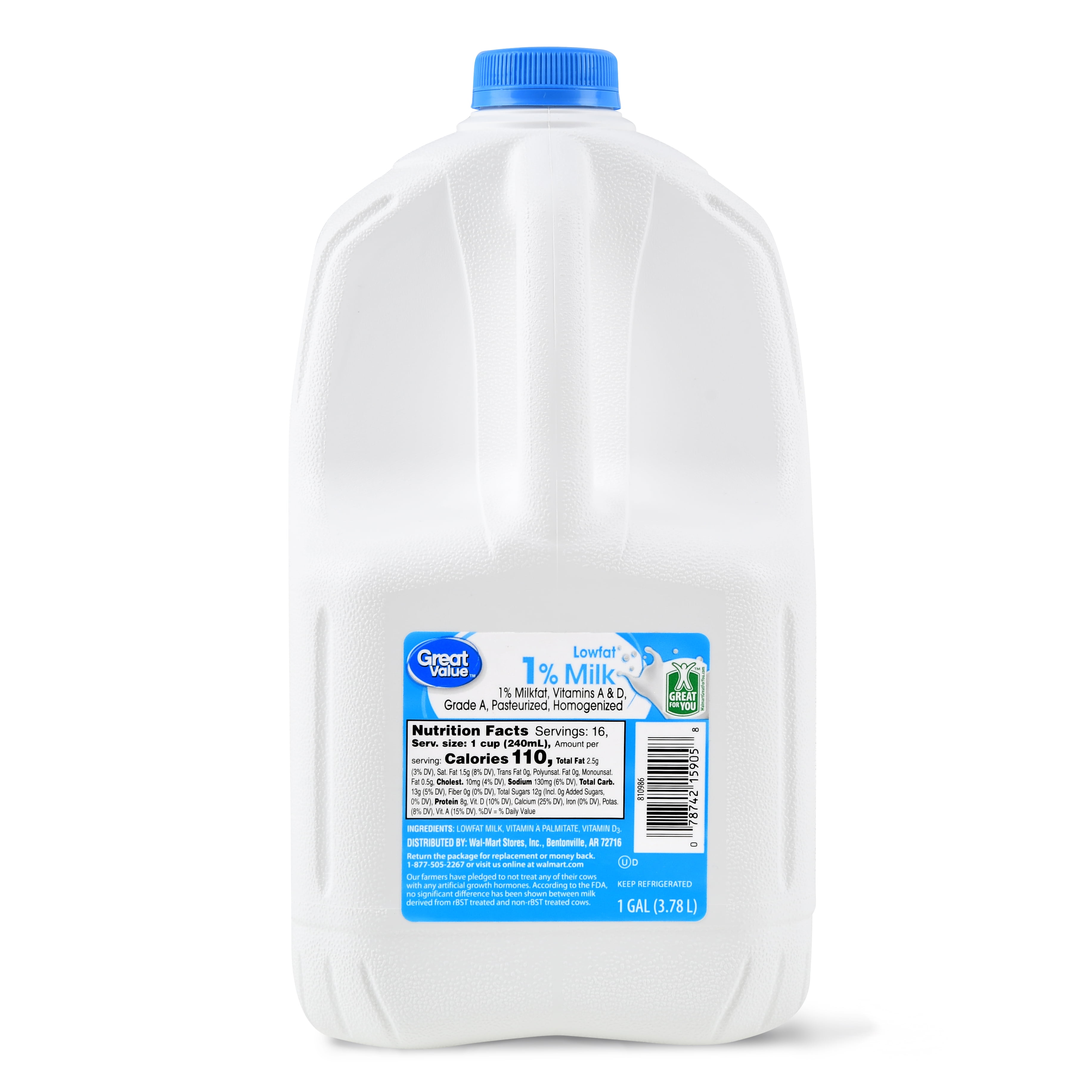 Great Value 1% Low Fat Milk, Gallon, 128 fl oz
