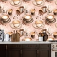 thumbnail image 2 of Coffee Shop Peel and Stick Wallpaper Coffee Cups Roasted Coffee Beans Candle Warm Beige Wall Mural 17.7in x 9.8ft Self Adhesive Removable Wall Paper Renter Friendly Wallpaper for Bakery Coffee Lover, 2 of 8