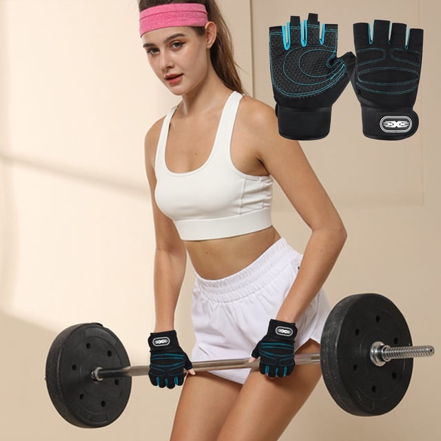 Guantes de Gimnasio Unisex Antideslizantes de Medio Dedo | Guantes de Entrenamiento Ligeros y Transpirables con Almohadillas de Silicona En La Palma y Soporte de Muñeca Ajustable para Levantamiento d