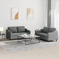 thumbnail image 1 of vidaXL 2 Piece Sofa Set with Cushions Dark Grey Fabric, 1 of 4