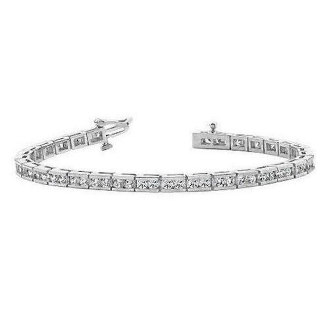 Harry Chad Enterprises 58075 Fancy 6.40 CT Round Cut Diamond Tennis Bracelet, 14K White Gold