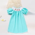 thumbnail image 3 of ZEHJUHAN Girl's Bunny Bow Embroidered Ruffle Detail Dress, Short Sleeve Round Neck Party A-Line Dress Blue，2Y, 3 of 14