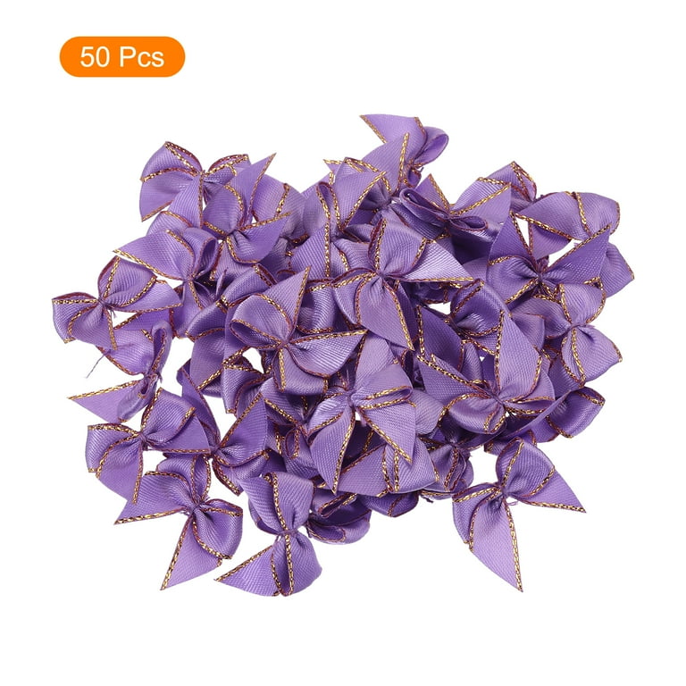 60-Pack Mini Checkered Satin Ribbon Bows 1.5x1 Inch - Hot Pink Craft DIY Supplies