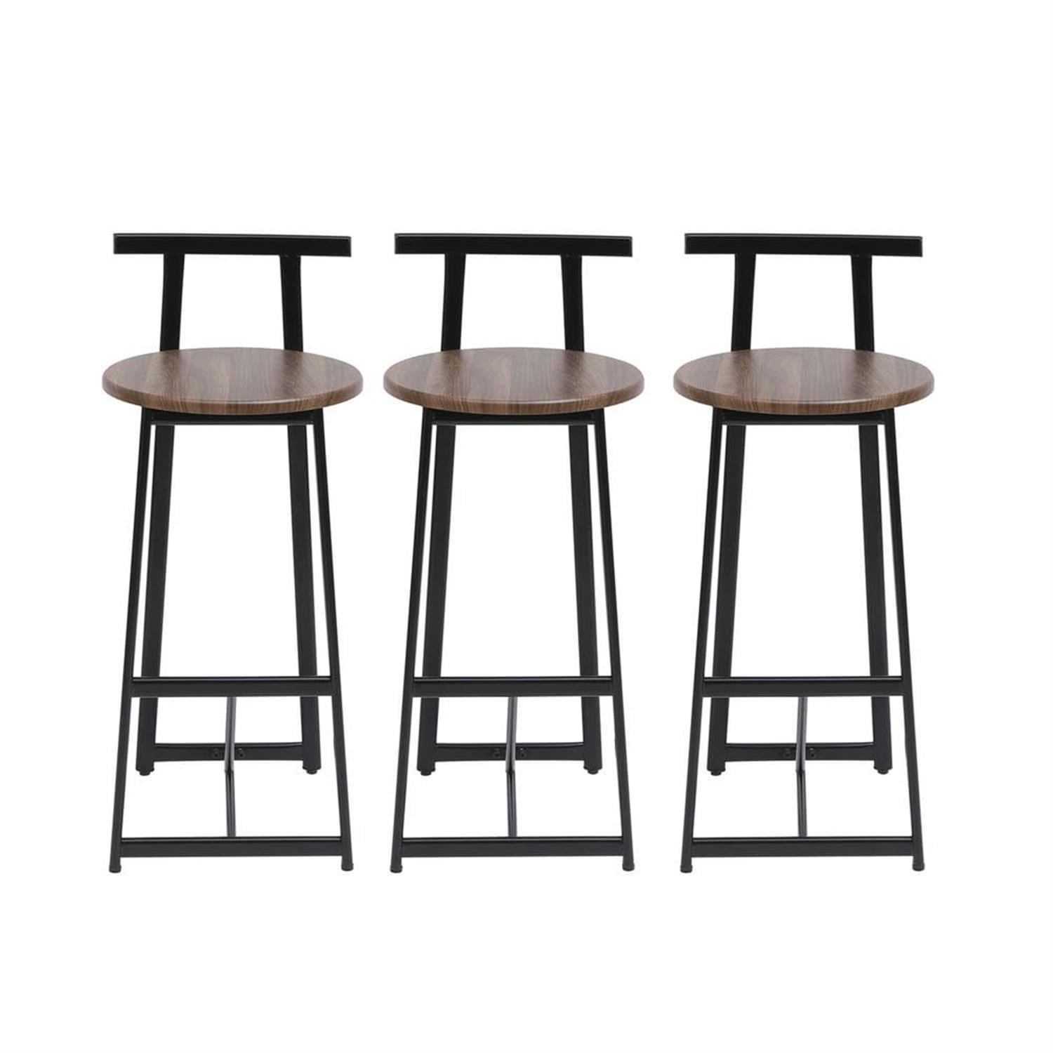 Demi Bonn 34" Counter Height Bar Stools Set of 3, Barstools with Back, Armless Kitchen Island Countertop Chairs for Dining Room, Brown