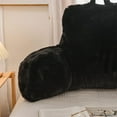 thumbnail image 5 of Faux Fur Reading Pillow Bed Wedge Large Adult Children Backrest with Arms Back Support for Sitting Up in Bed Couch for Bedrest Black Large, 5 of 6