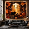 thumbnail image 5 of Viewed Through Arched With Wooden Window, Playful Illustration for Cat Lovers, Animal Wall Decor Room Accent, Halloween Gift, Tapestry Wall Hanging for Bedroom and Dorm, 5 of 6