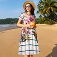 thumbnail image 4 of Lsque Bird and Floral Print Women's Casual Dress T-Shirt Summer Short Sleeve Scoop Neck Swing Dresses, 4 of 6