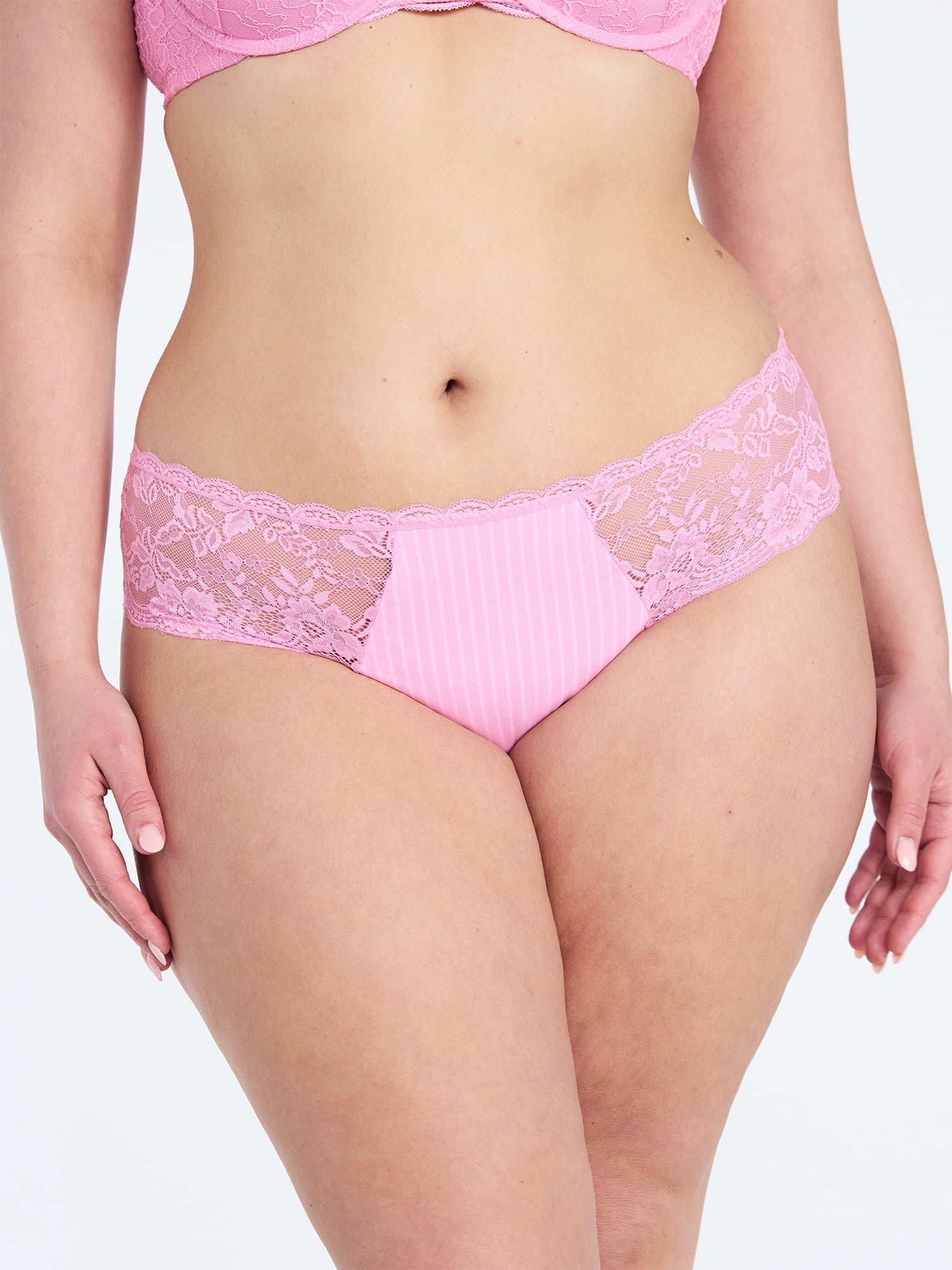 Joyspun Women's Microfiber and Lace Hipster Panties, 3-pack, Sizes to 3XL