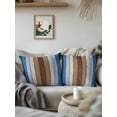 thumbnail image 3 of 1 Pack Outdoor Throw Pillow, Blue Brown Waterproof Pillow with Insert Included, Farmhouse Wood Grain Vintage Vertical Striped Decorative Accent Cushion Sofa Pillows for Patio Porch, 18 x 18 In, 3 of 8
