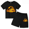 thumbnail image 3 of Conjunto de 2 piezas de camiseta y pantalones cortos con estampado de dinosaurio de Jurassic Park para niños y niñas, con estampado de dibujos animados de verano, 3 of 5