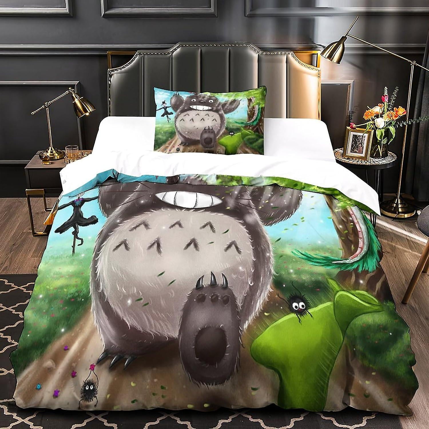 My Neighbor Totoro 3D Printed Bedding Set for Kids Boys Girls Duvet Covers with Pillowcases Totoro Bed Linen Single Size Walmart