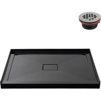 Streamline GB-2527-112-BL 48 in. x 32 in. Alcove Acrylic Shower Base in Glossy Black With Center Drain, Drain Included