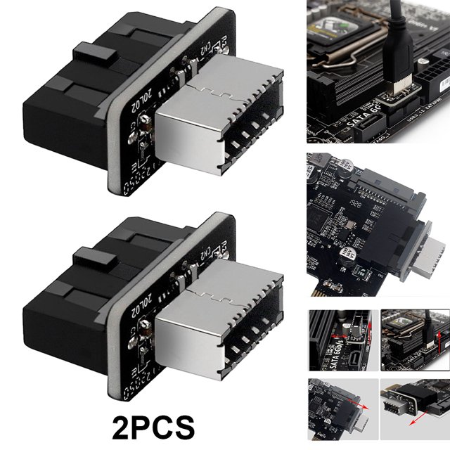 Adaptador USB3 0 19P/20P a TYPE-E convertidor puerto inserción TYPE-C enchufe para placa base 2 uds.