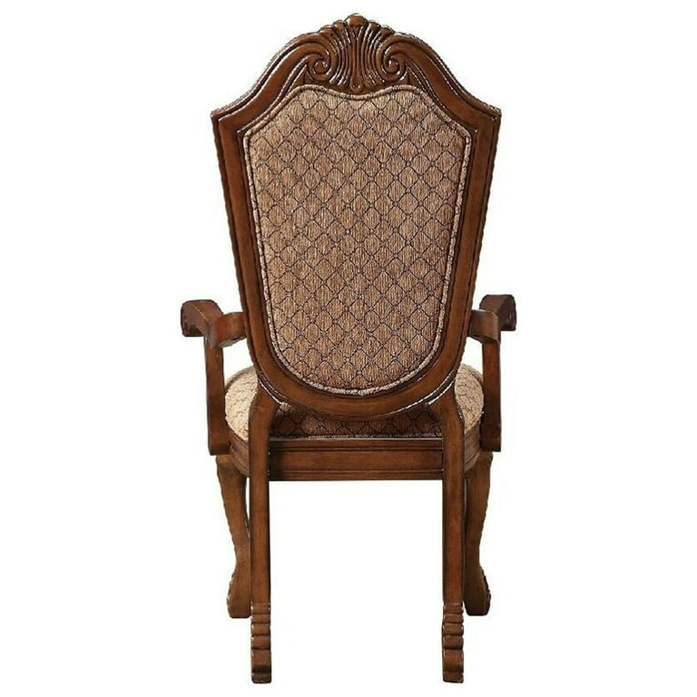 ACME Chateau De Ville Fabric & Cherry Arm Chair Set-2, High