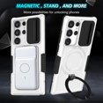 thumbnail image 6 of Phone Case for Samsung Galaxy S24 Ultra Case Magnetic with Stand Black Fits Wireless Charger, Samsung S24 Ultra Case with Camera Lens Protector Cover Shockproof (White), 6 of 17