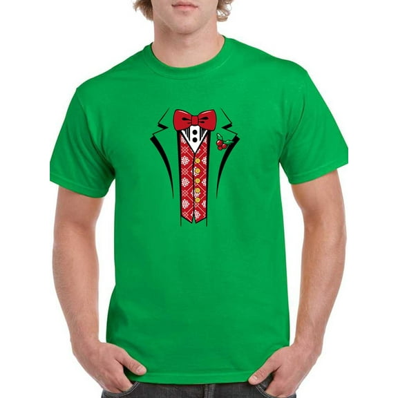 Tuxedo Style Red T-Shirt Men -Smartprints Designs, Male Medium